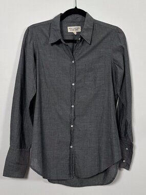 Nili Lotan NL Shirt Blue Gray Cotton Button Down Shirt Size S Quiet Luxury